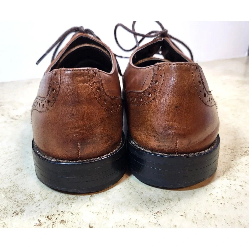Stacy Adams Brown Toe Cap Brogueing Leather Tie Front Oxford Shoe‎ 10 1/2 M